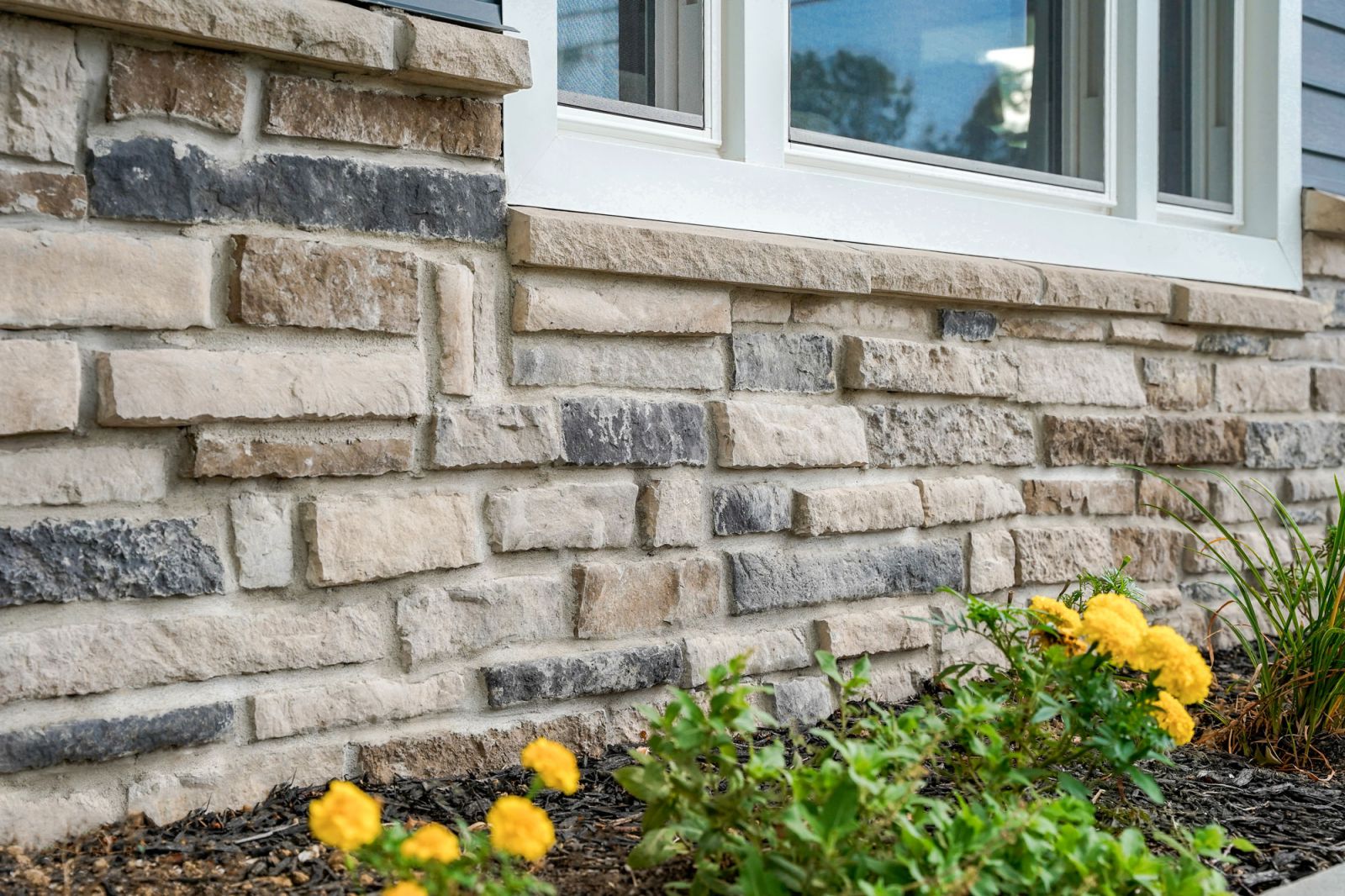 Exterior home stone wall
