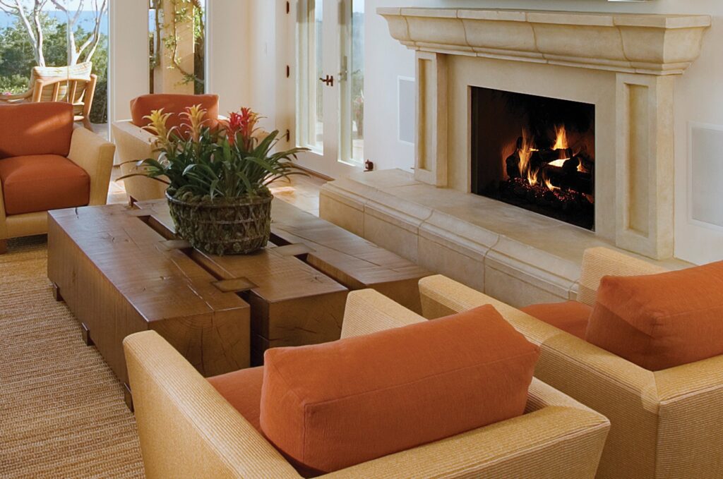 Interior living room fireplace