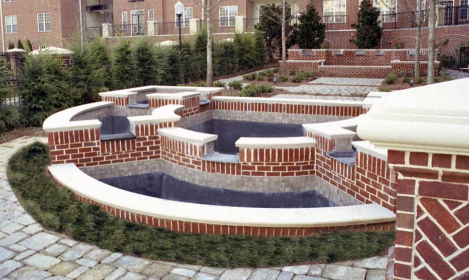 Exterior brick fountain