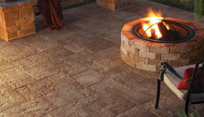 Outdoor fireplace created with pavers