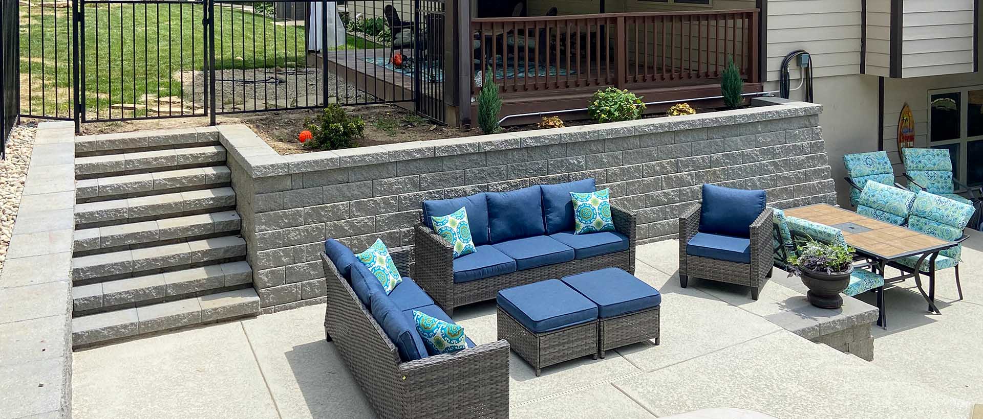 Retaining wall on a patio